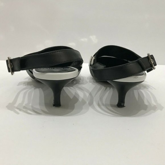 Pierre Hardy Black White Leather Slingback Kitten - Picture 5 of 8